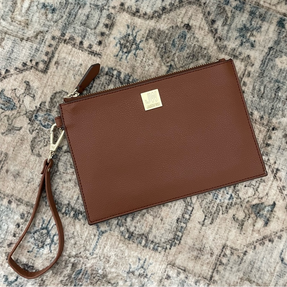 *SOLD* Jason Wu cognac leather wristlet clutch